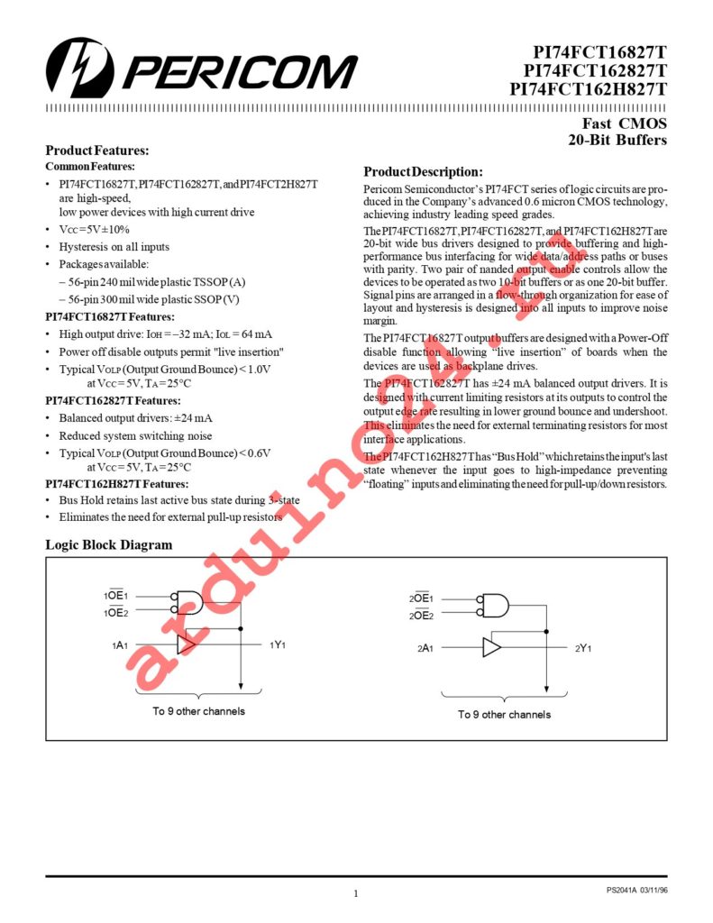 PI74FCT162827ATA datasheet