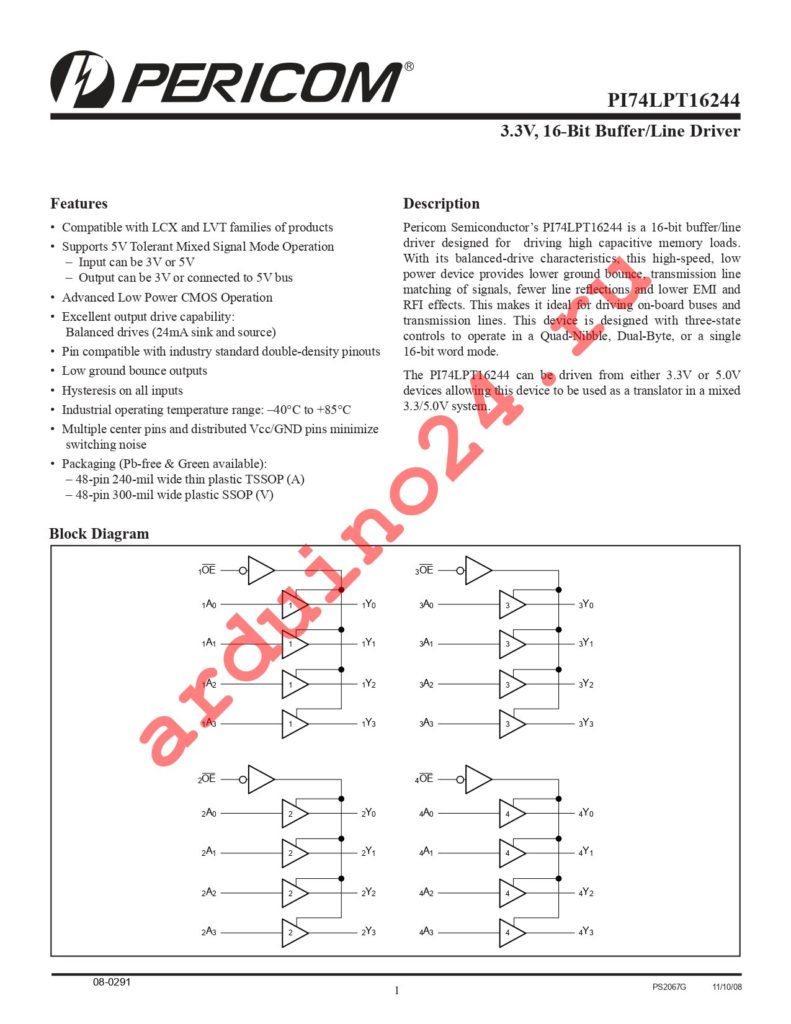 PI74LPT16244AA datasheet