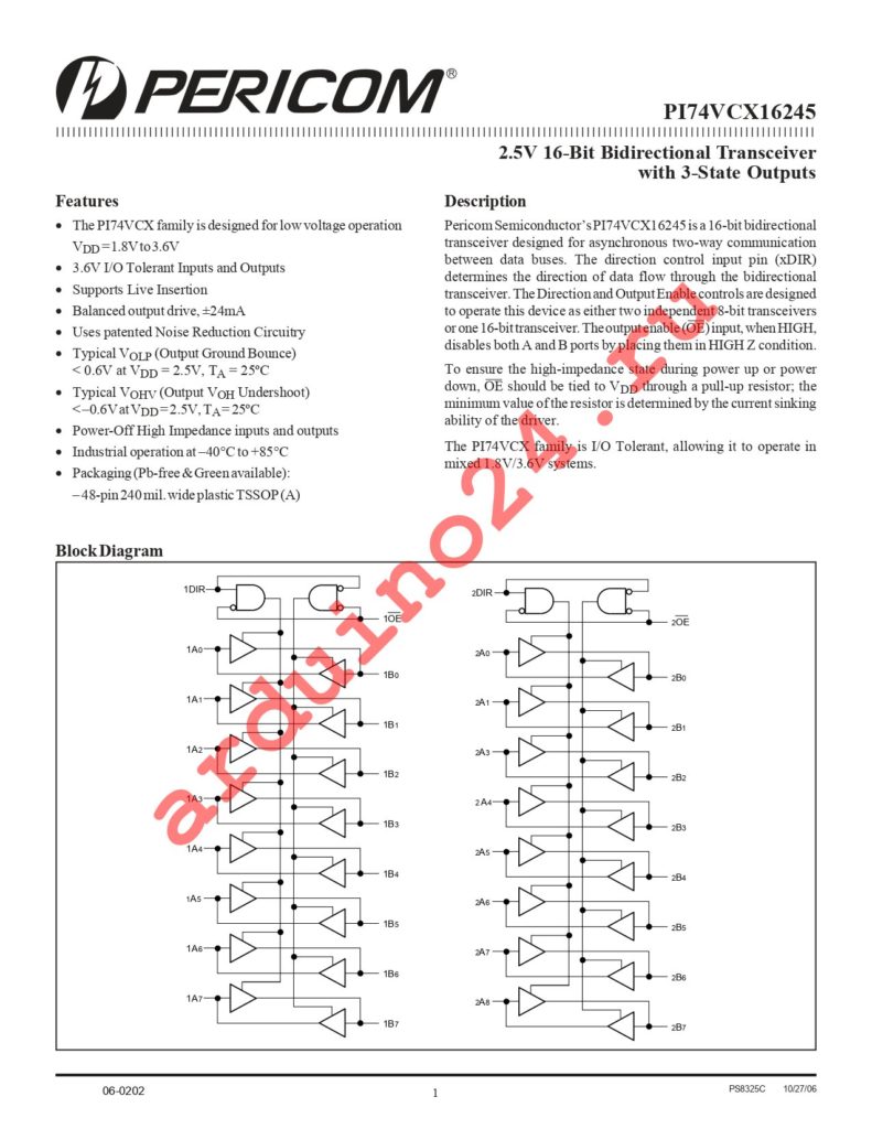 PI74VCX16245A datasheet