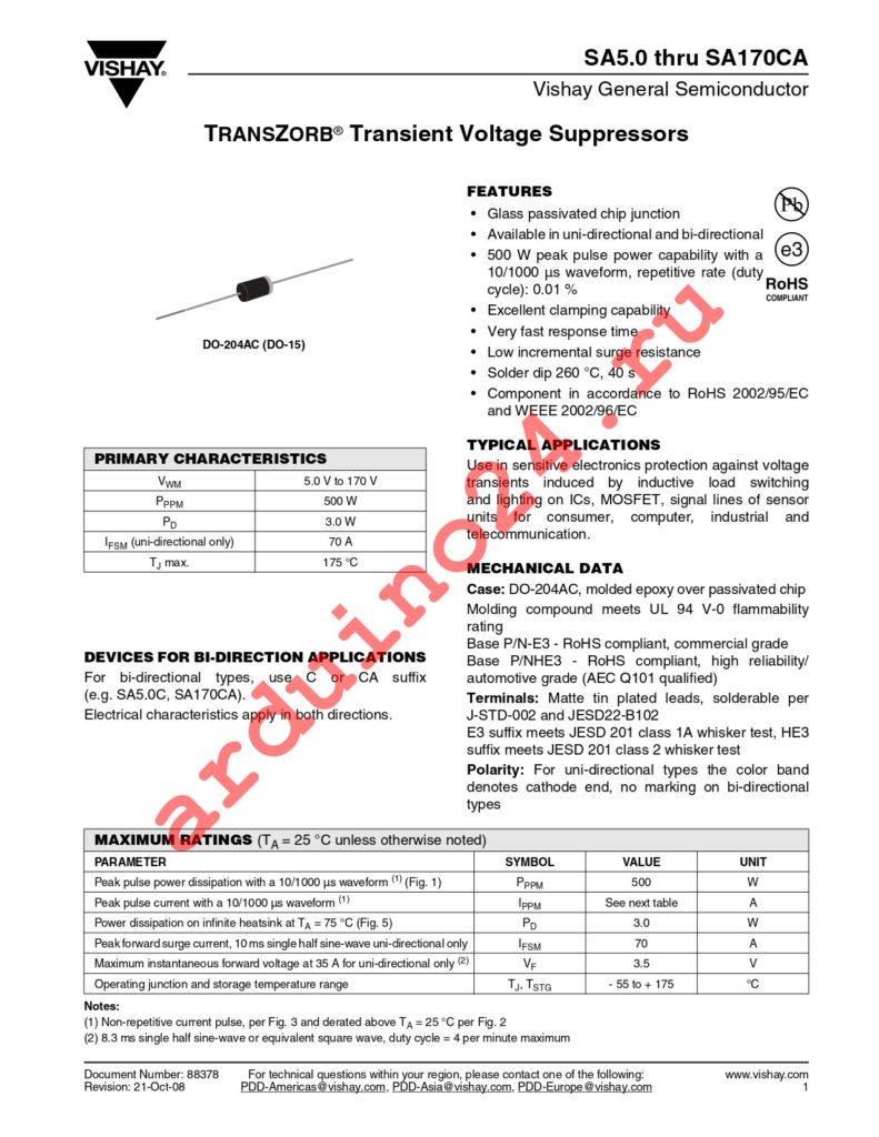 SA60AHE3/54 datasheet