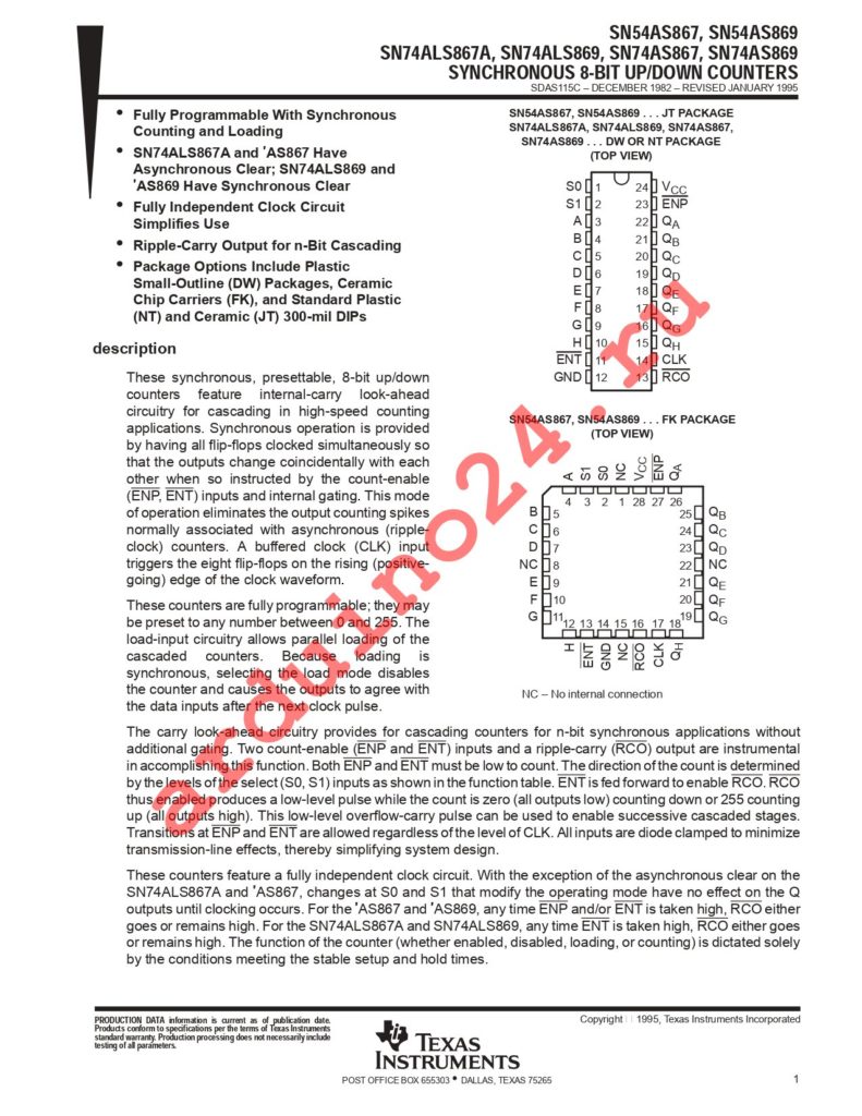 SN74AS867DWG4 datasheet