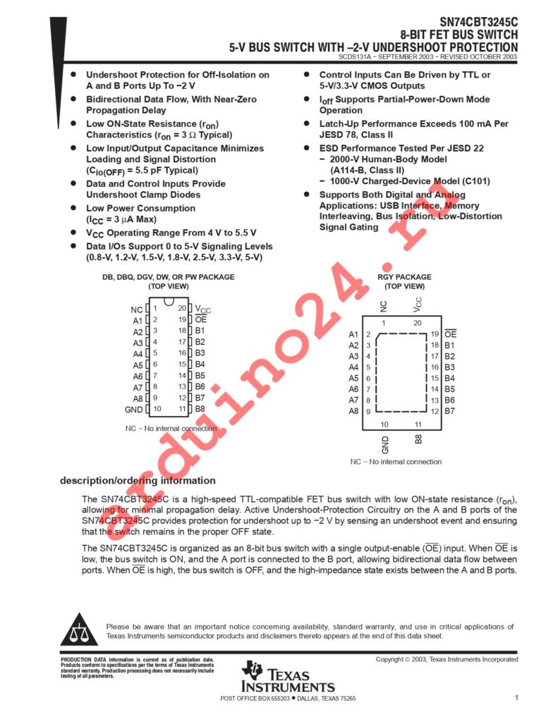 SN74CBT3245CDWR datasheet