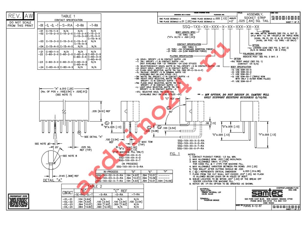 SSQ-101-01-G-S datasheet