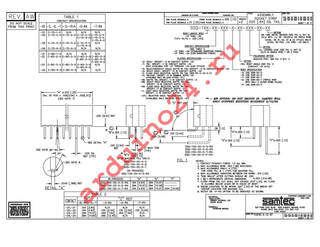 SSQ-106-01-T-D datasheet