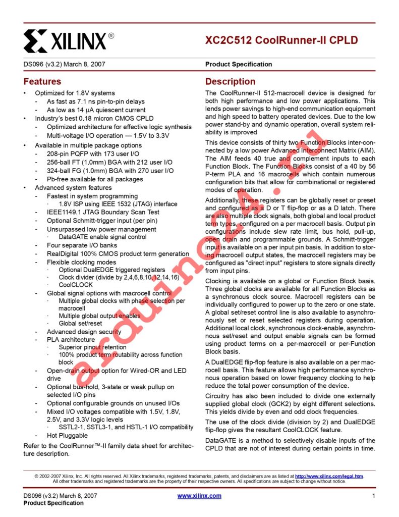 XC2C512-7FGG324C datasheet