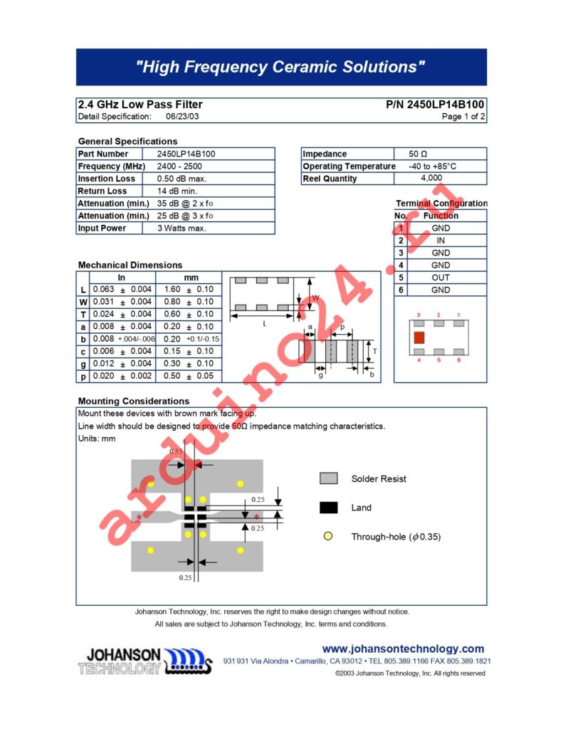 2450LP14B100T datasheet