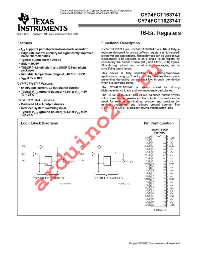 74FCT162374CTPVCT datasheet