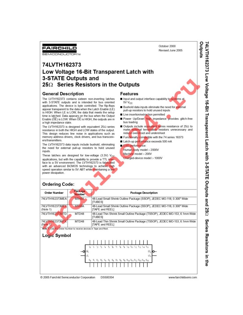 74LVTH162373MEA datasheet