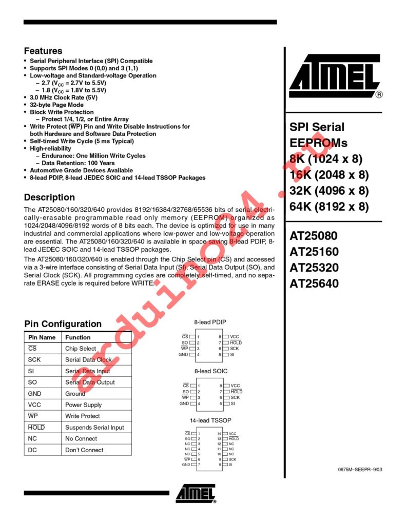 AT25080N-10SI-1.8 datasheet