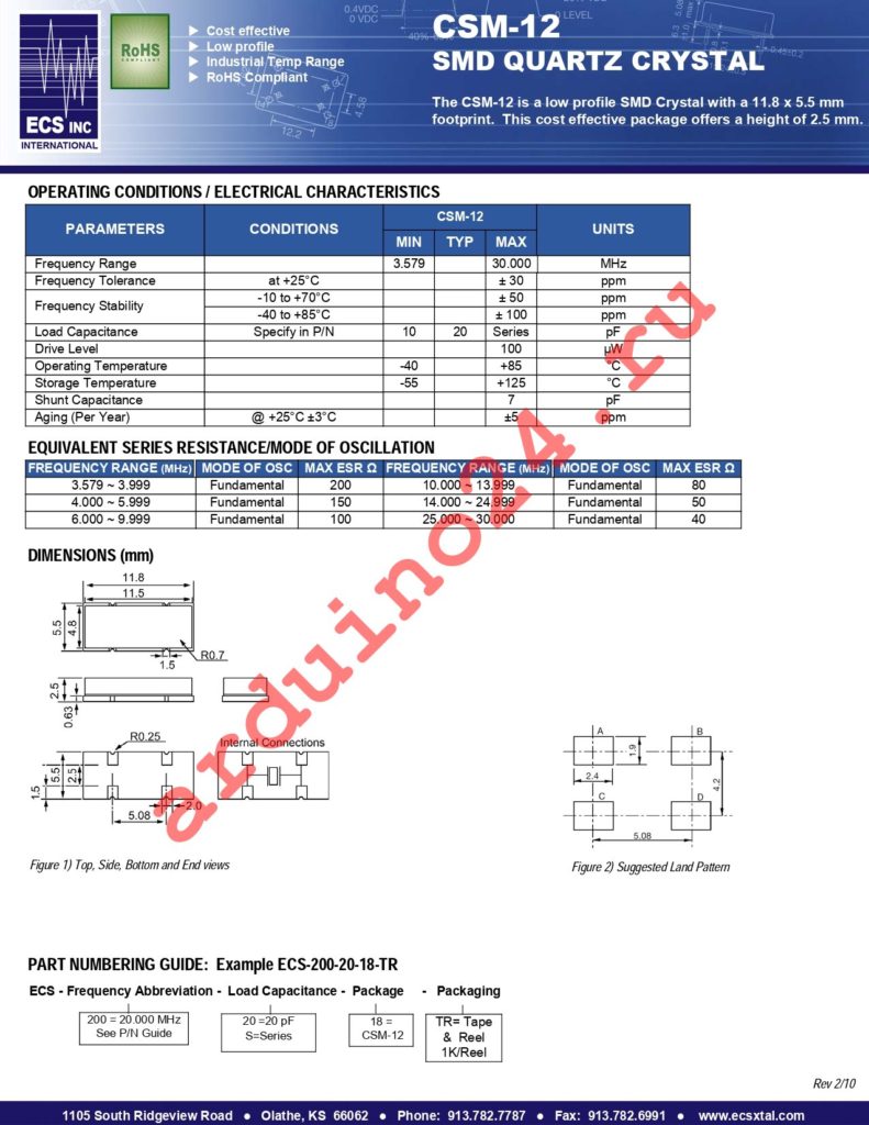ECS-110.5-20-18-TR datasheet