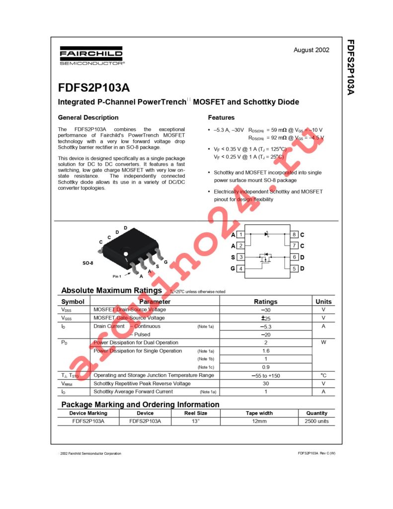 FDFS2P103A datasheet