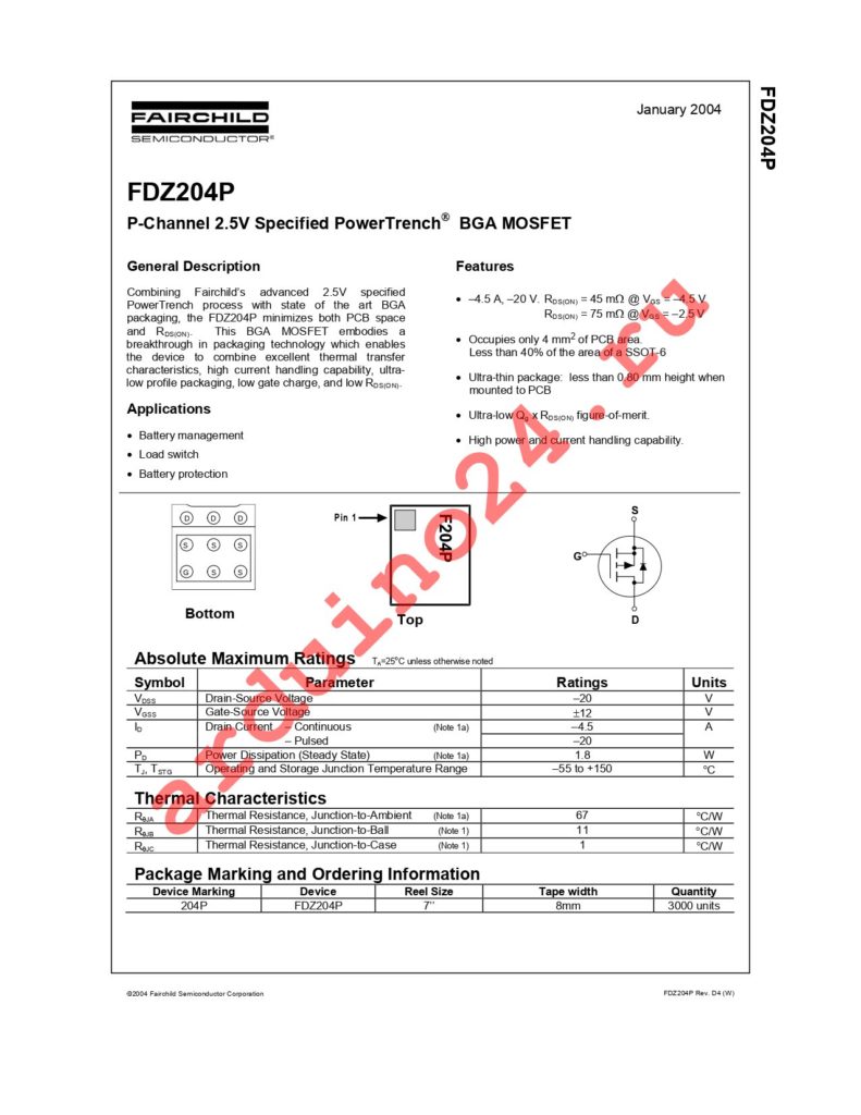 FDZ204P datasheet