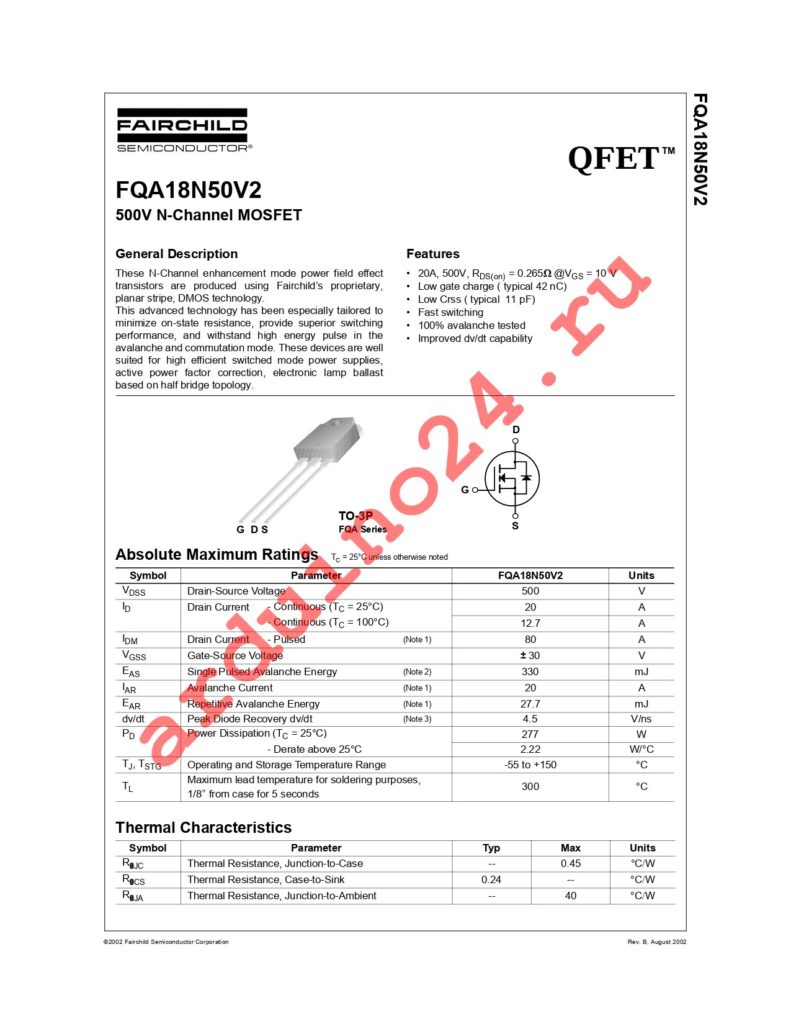 FQA18N50V2 datasheet