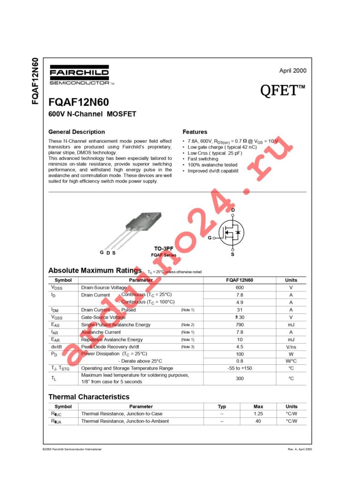 FQAF12N60 datasheet