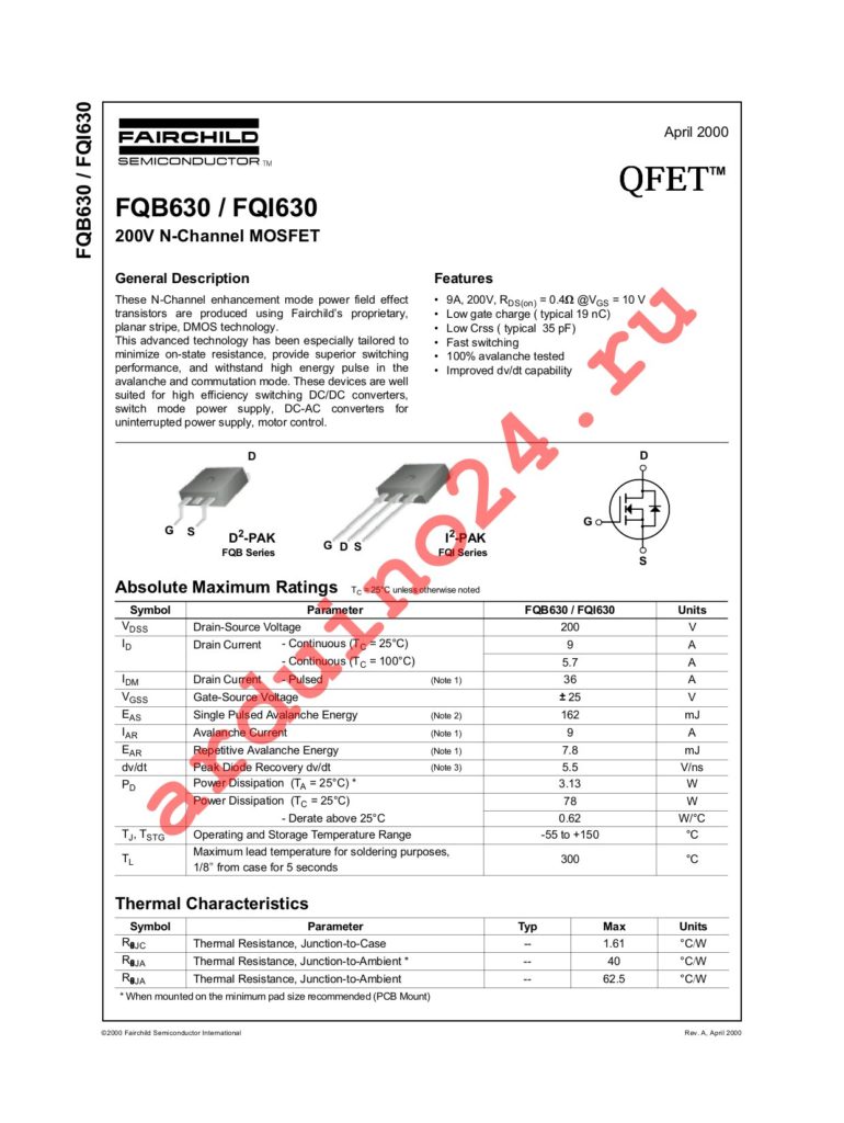 FQB630TM datasheet