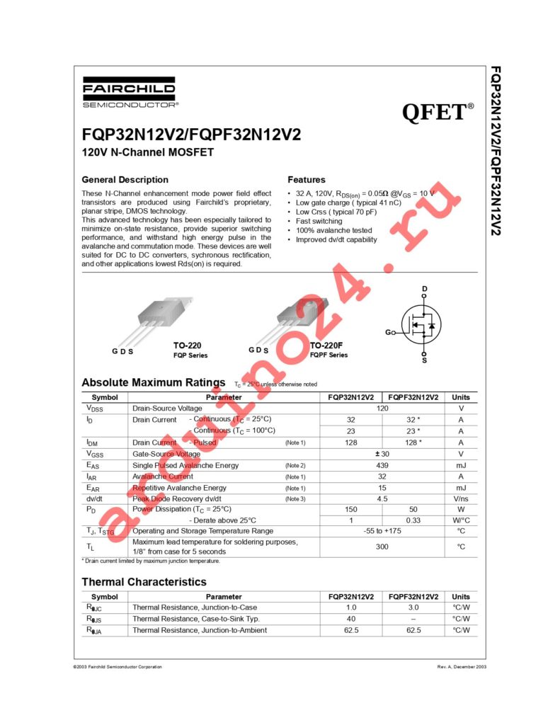 FQPF32N12V2 datasheet