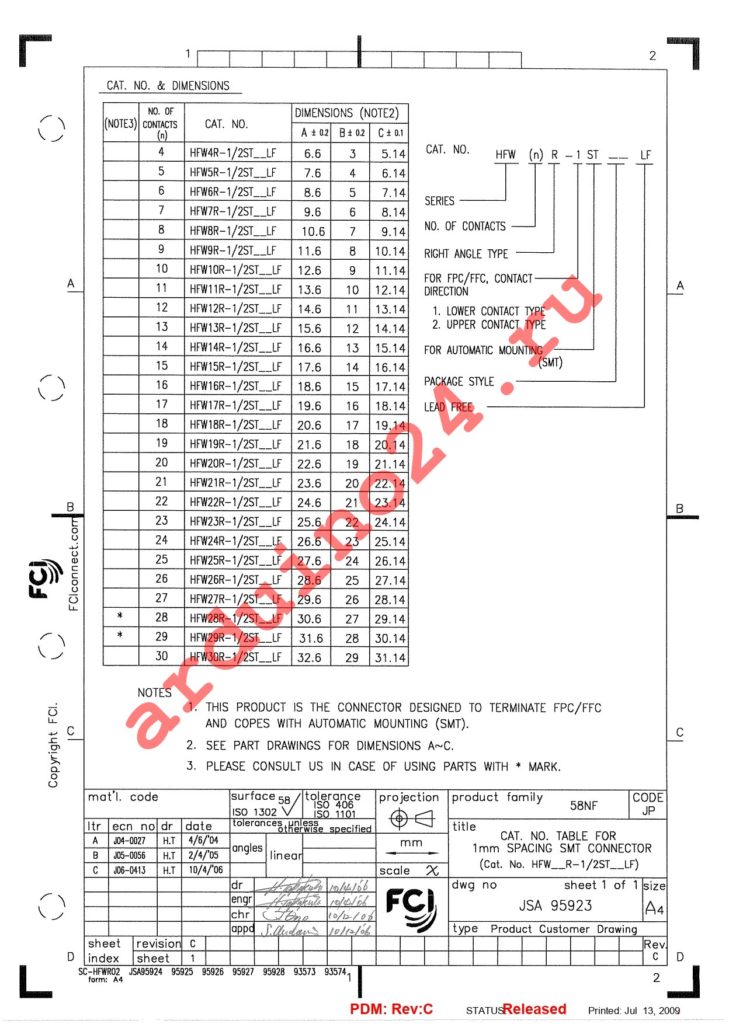HFW12R-1STE1LF datasheet