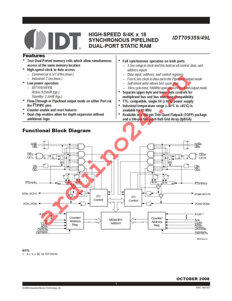 IDT709359L7PFI8 datasheet