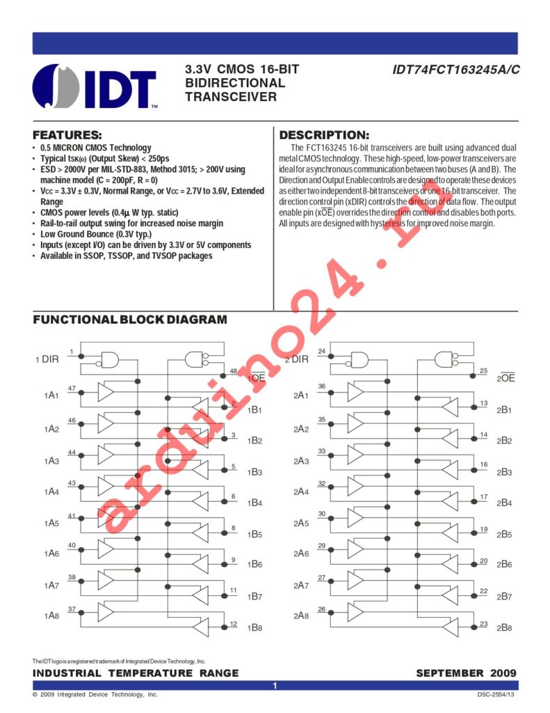 IDT74FCT163245CPVG datasheet