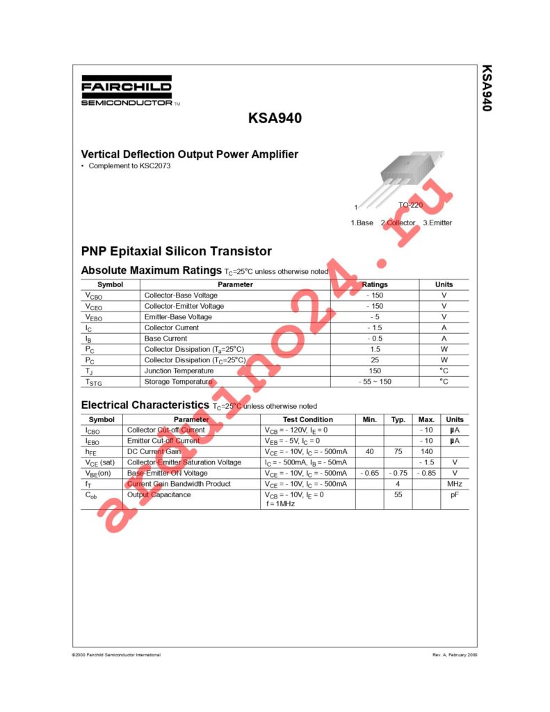 KSA940TU datasheet