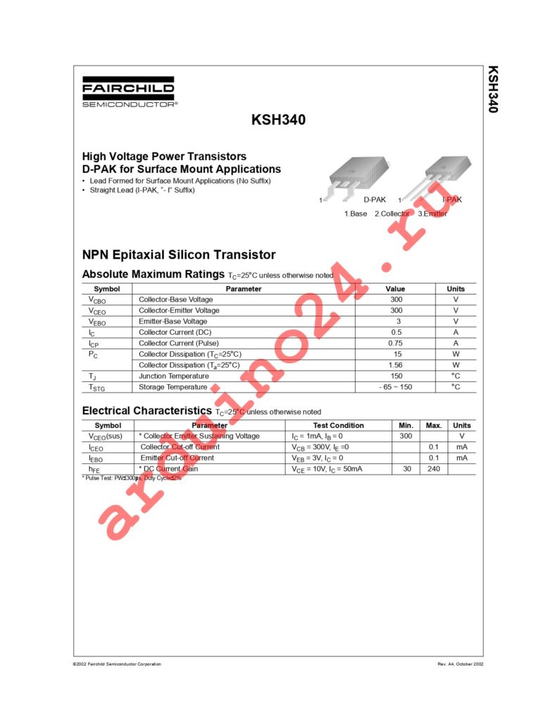 KSH340TF datasheet