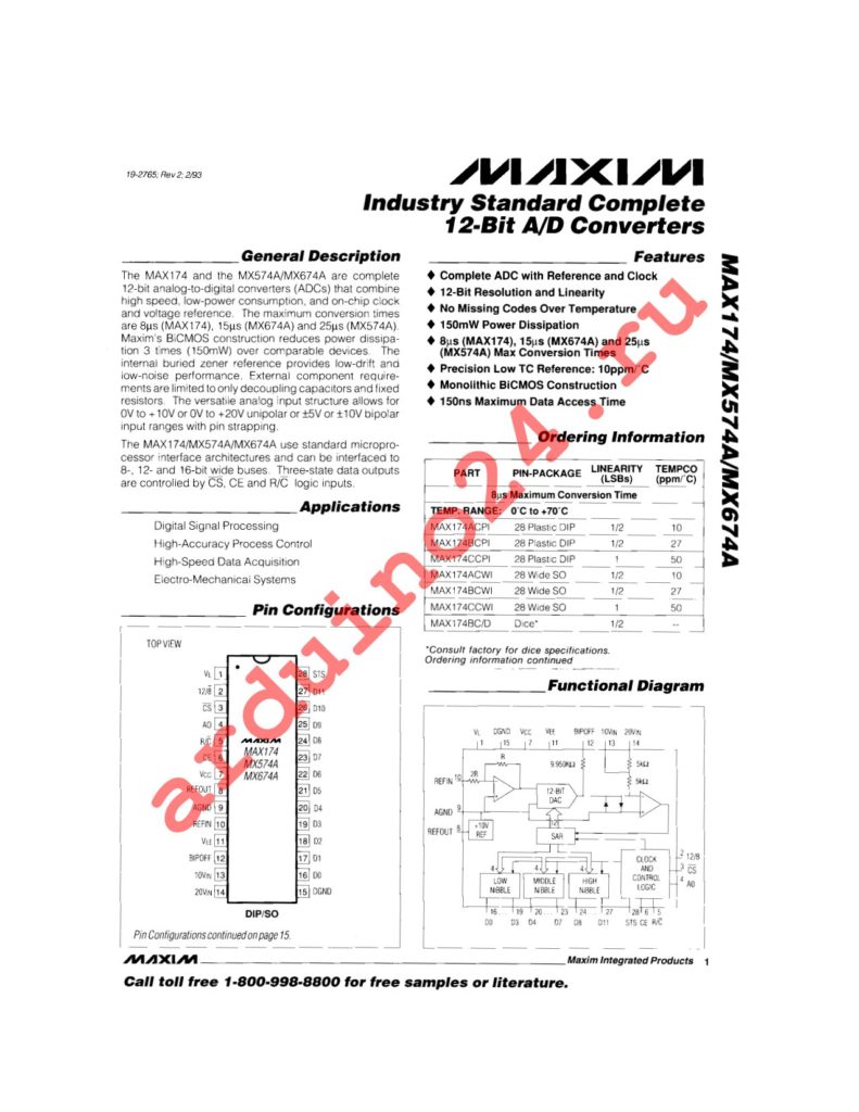 MAX174ACWI+T datasheet