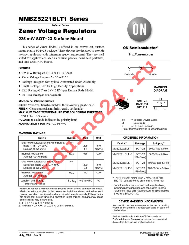 MMBZ5256BLT1 datasheet