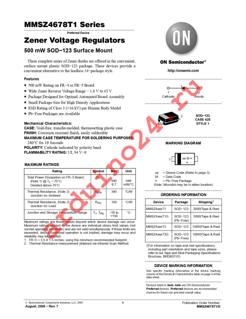 MMSZ4681T1 datasheet