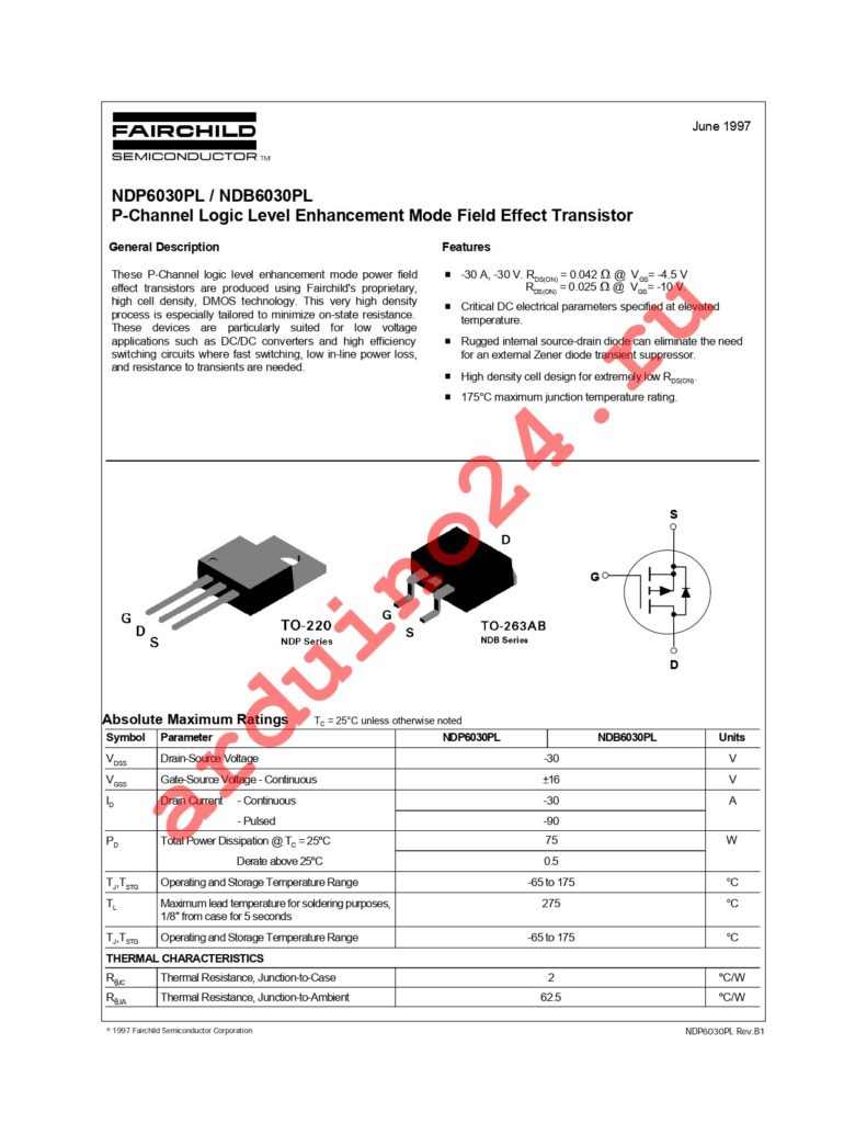 NDP6030PL datasheet