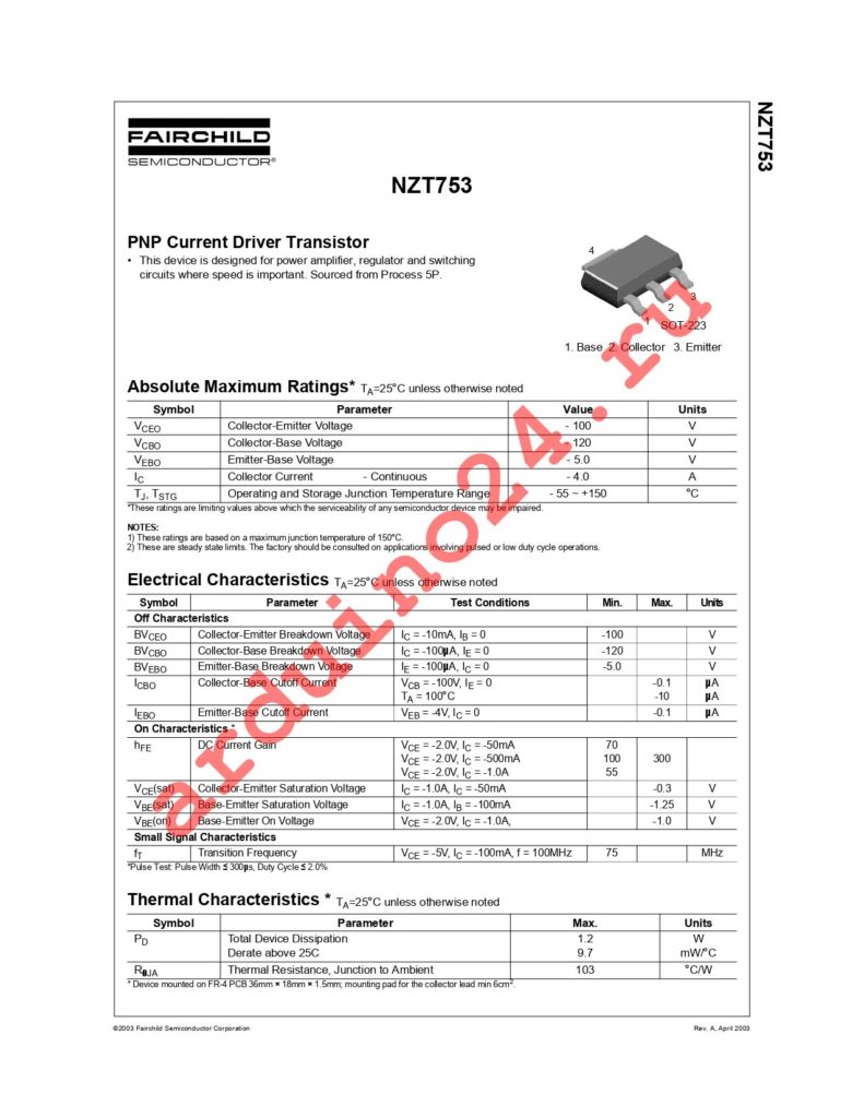 NZT753 datasheet