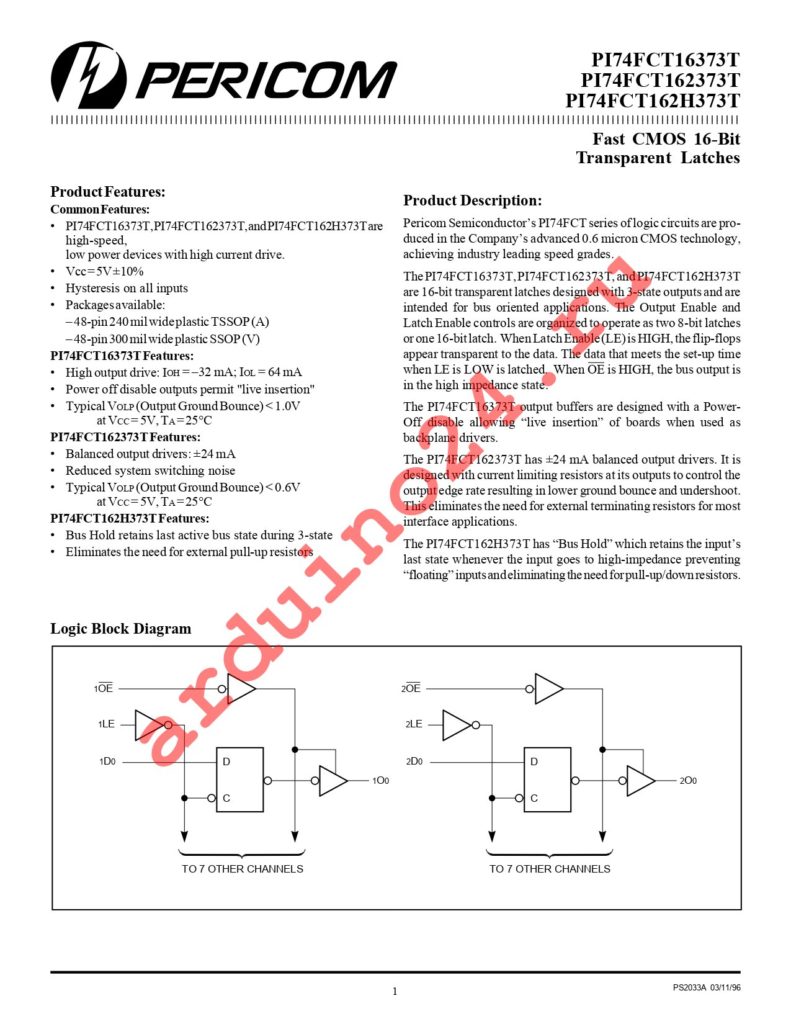 PI74FCT16373ATV datasheet