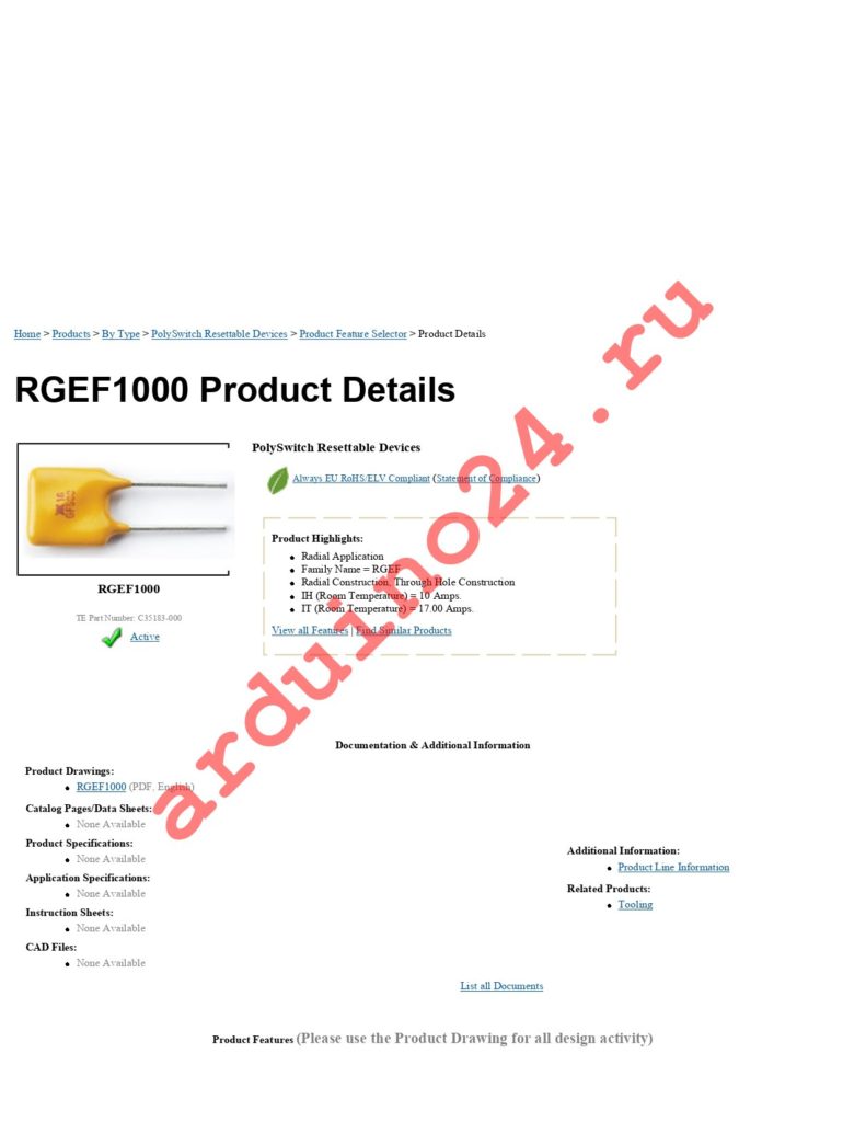 RGEF1000 datasheet