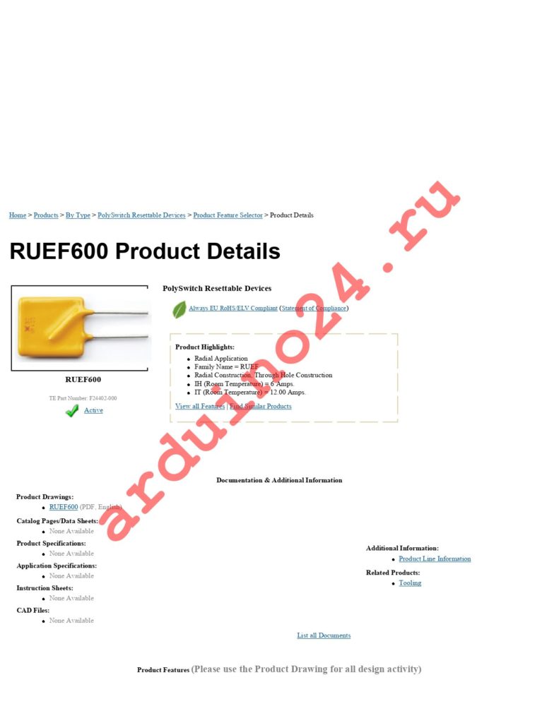 RUEF600 datasheet