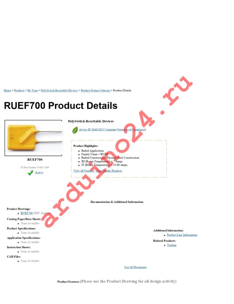 RUEF700 datasheet