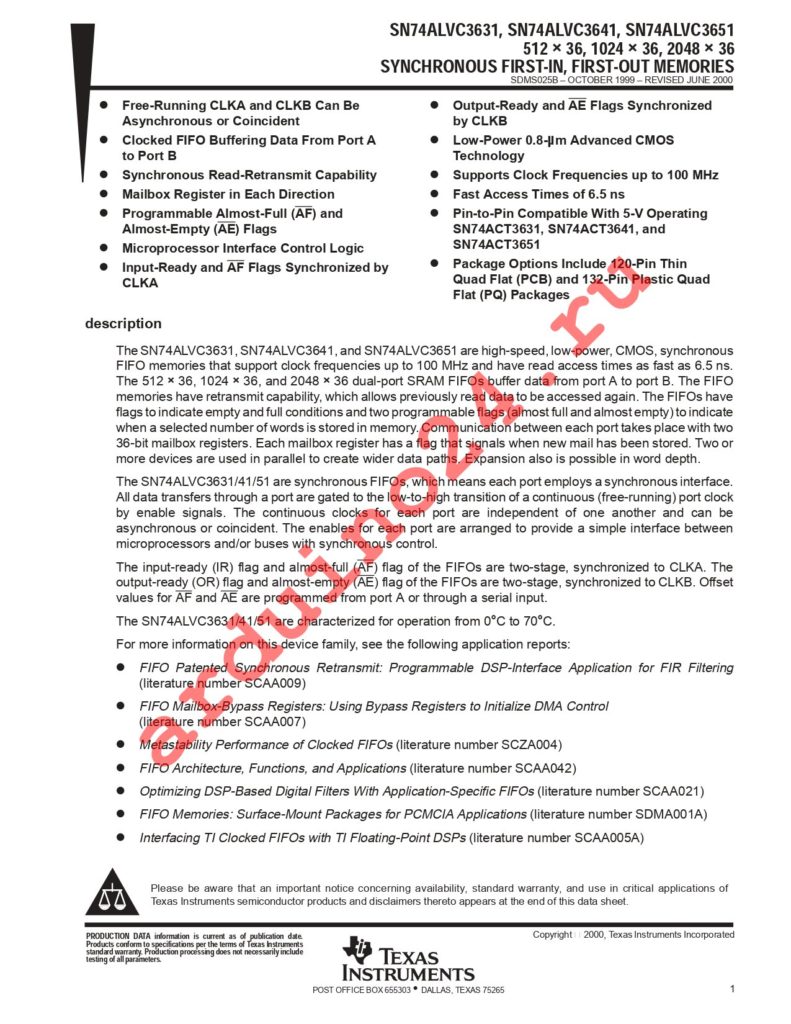 SN74ALVC3651-20PQ datasheet