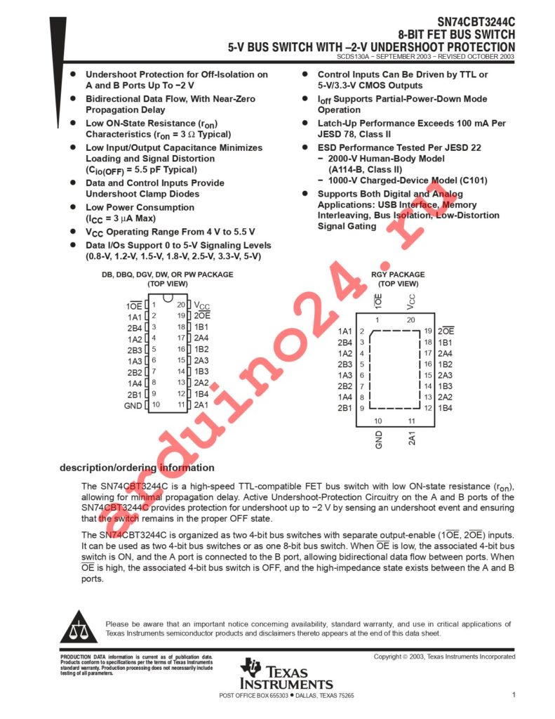 SN74CBT3244CPWG4 datasheet