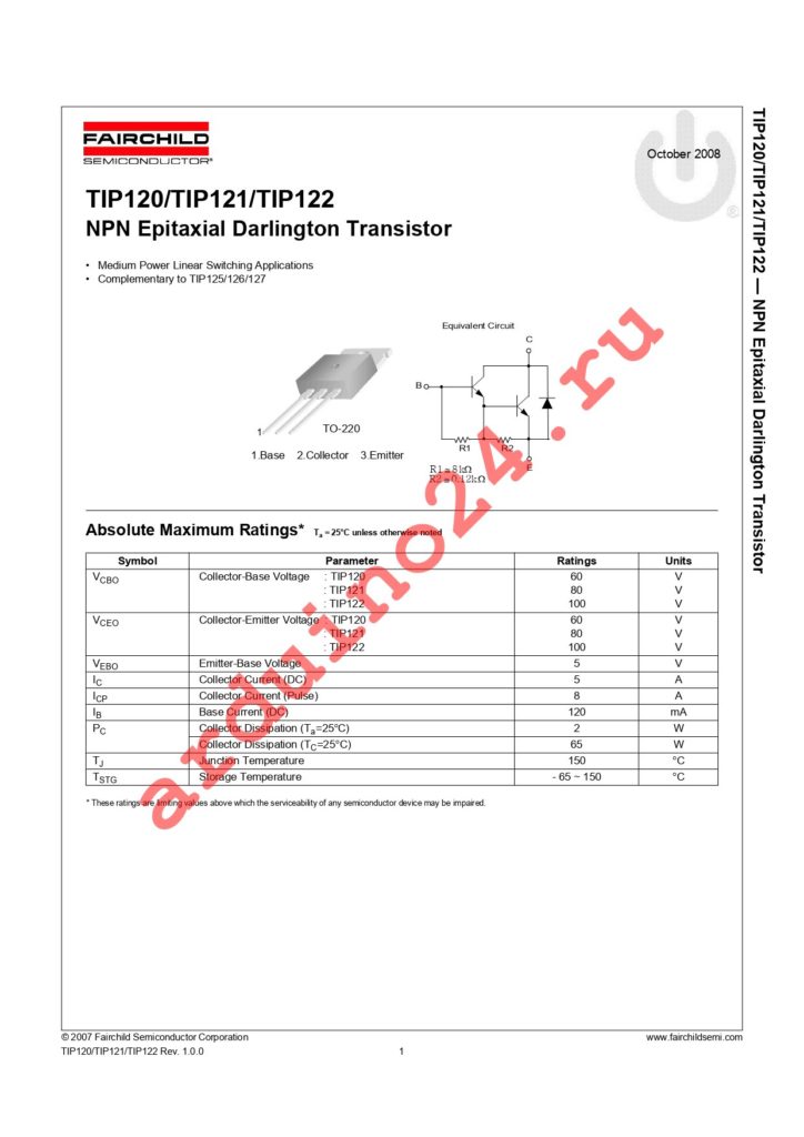 TIP120TU datasheet