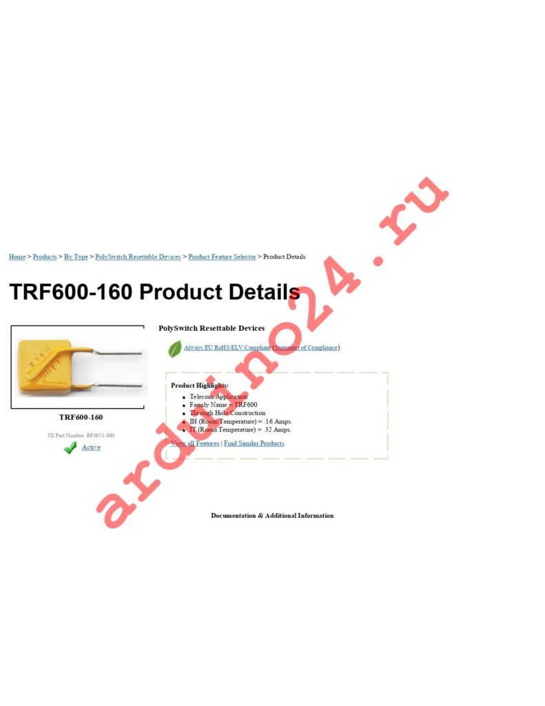 TRF600-160 datasheet