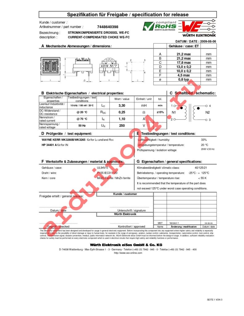 7448640398 datasheet