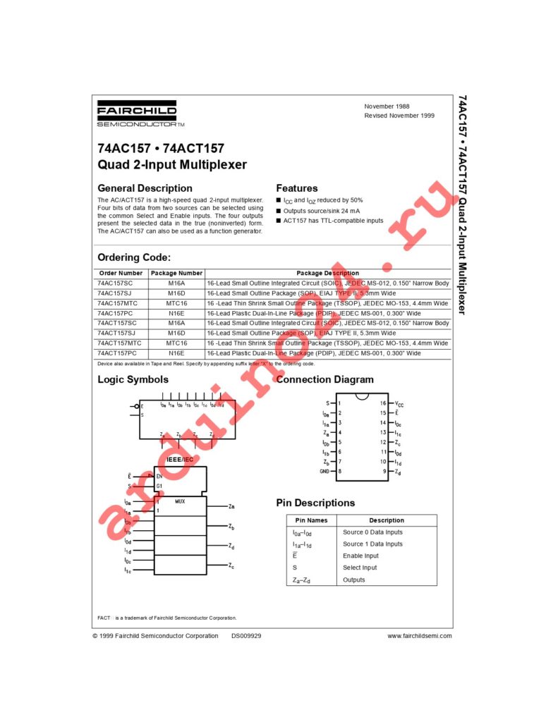 74AC157MTC datasheet