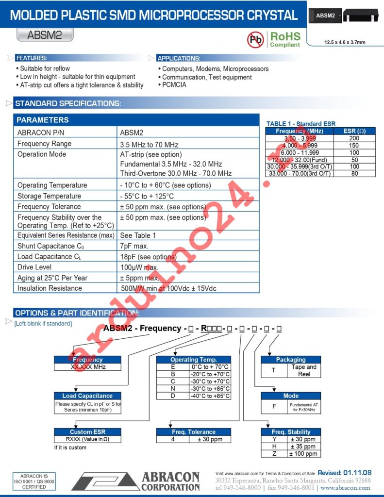 ABSM2-10.000MHZ-4-T datasheet