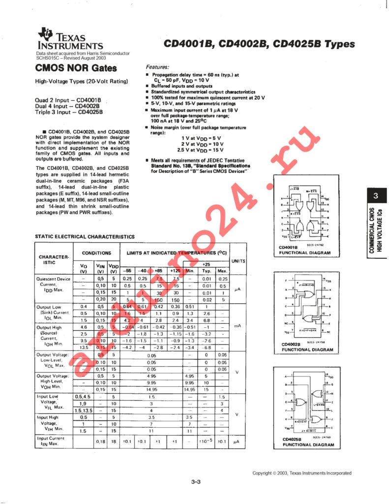 CD4001BPW datasheet