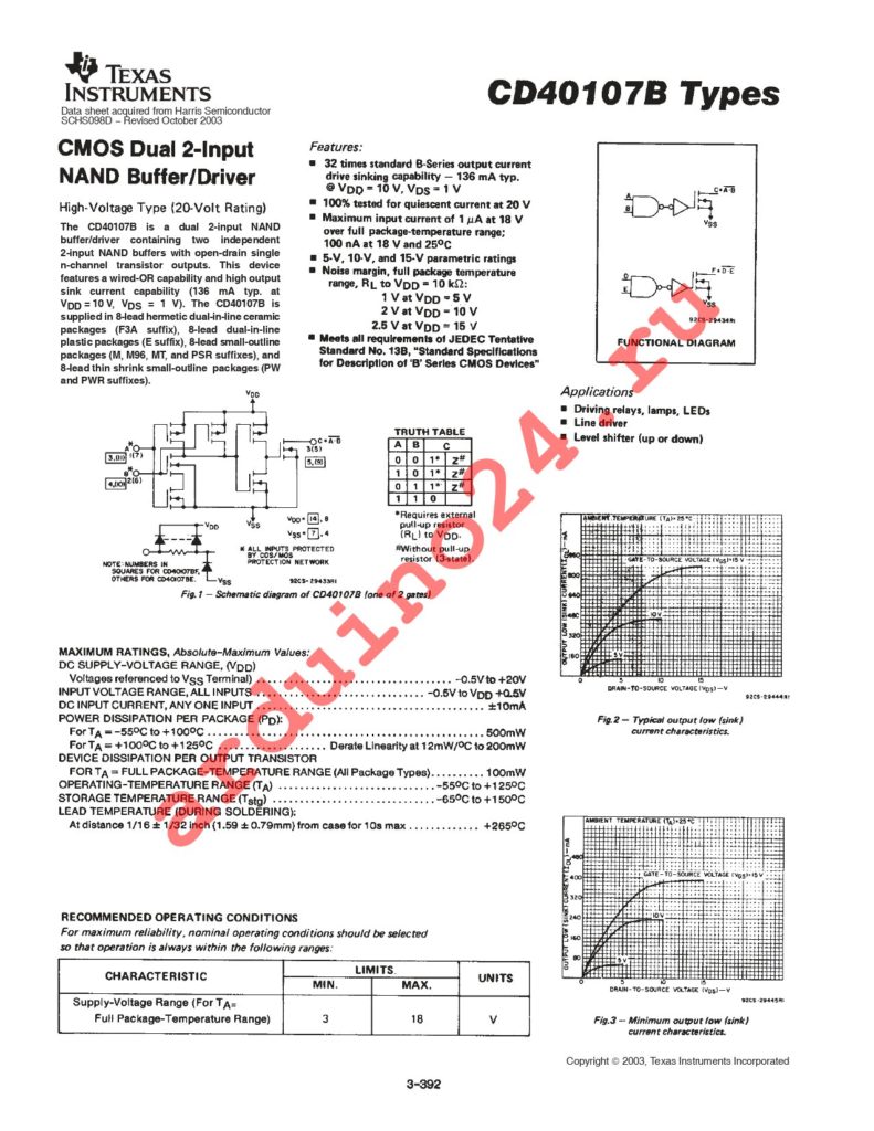CD40107BPWG4 datasheet