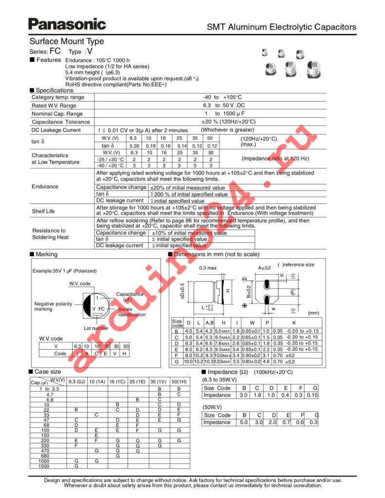 EEV-FC1C331P datasheet
