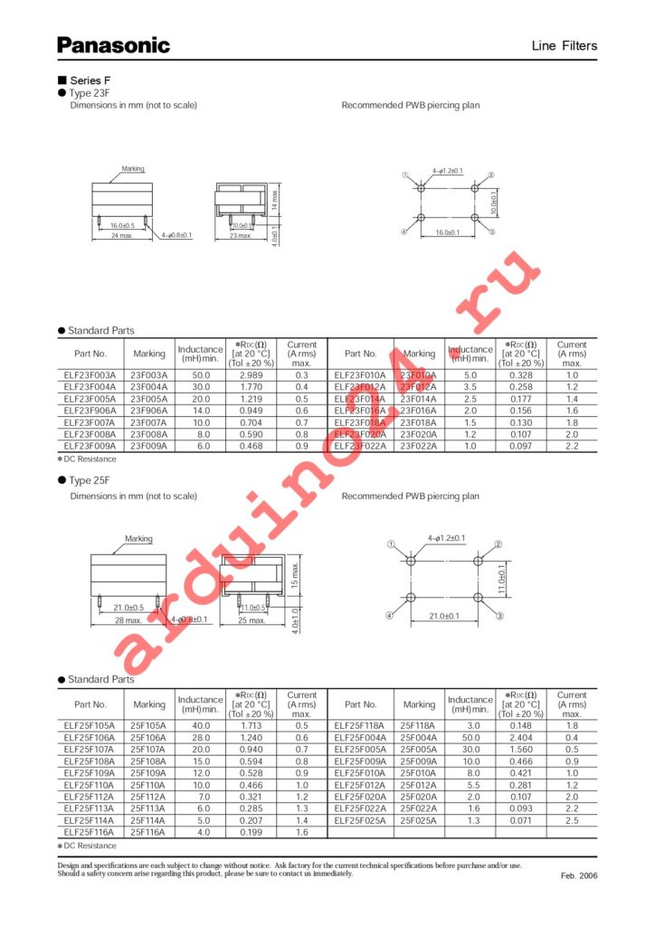 ELF-23F012A datasheet