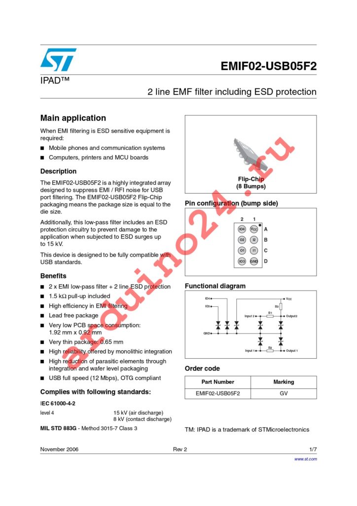 EMIF02-USB05F2 datasheet