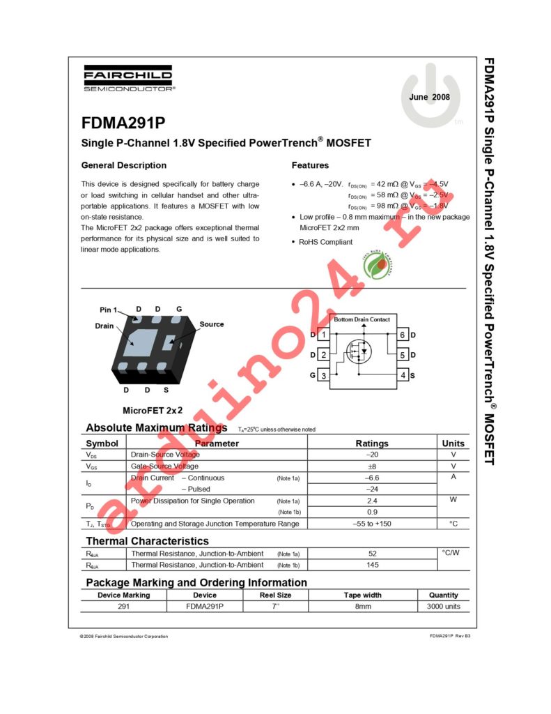 FDMA291P datasheet