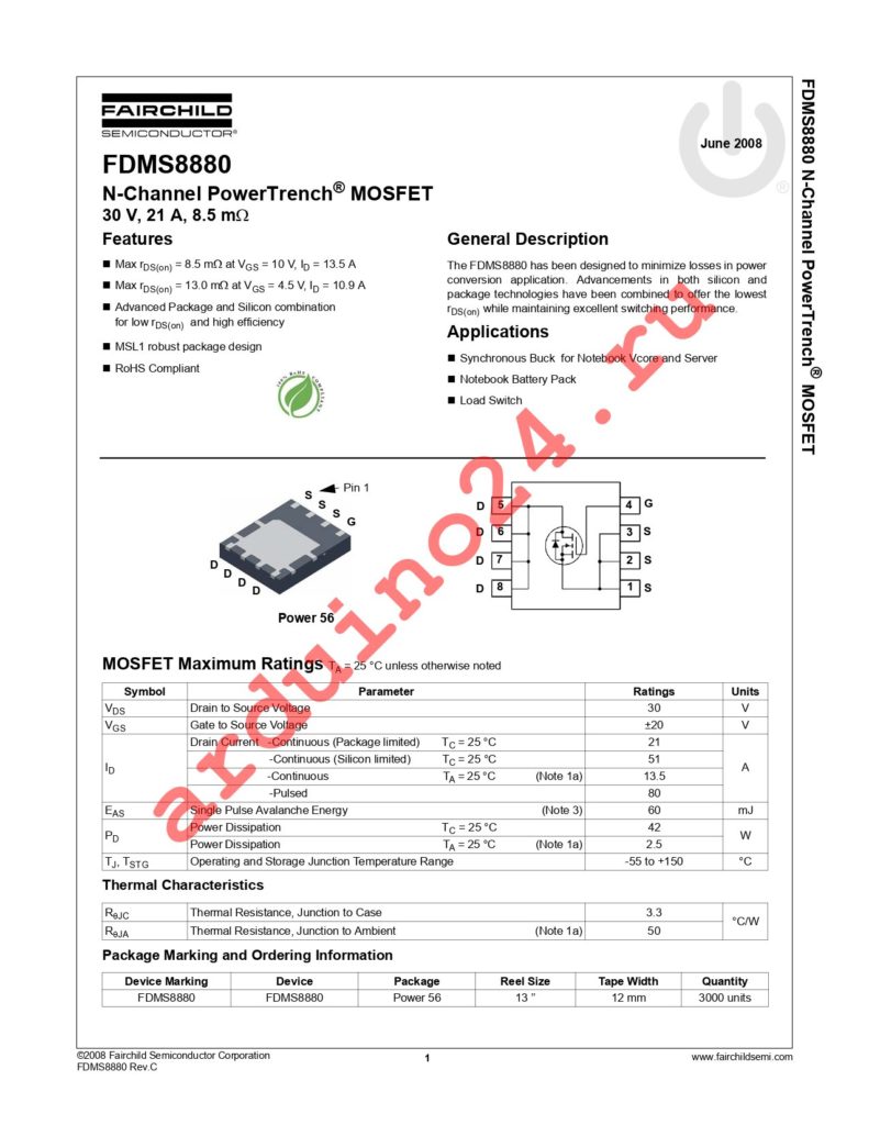 FDMS8880 datasheet