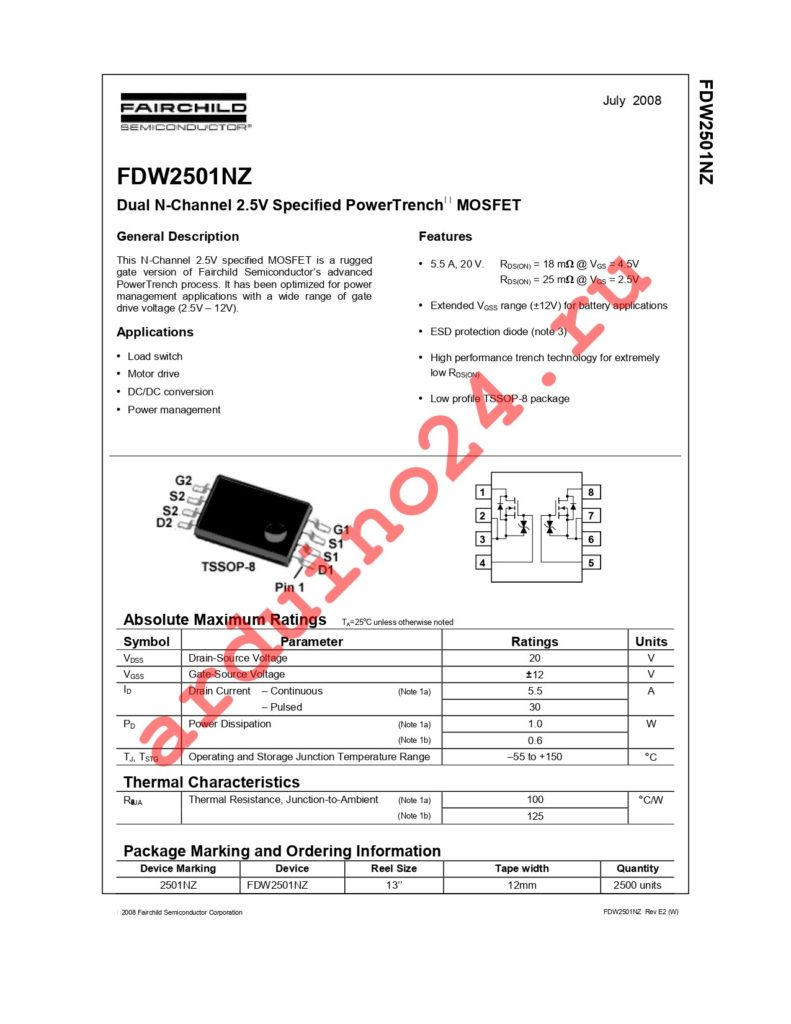 FDW2501NZ datasheet