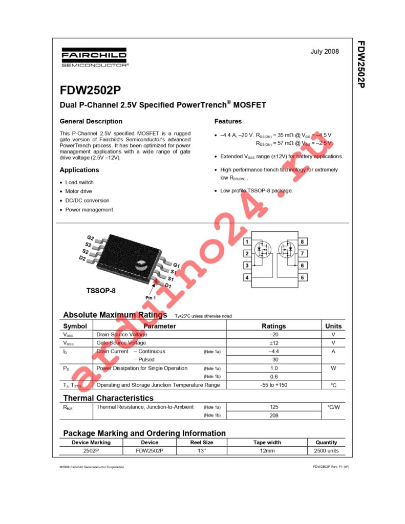 FDW2502P datasheet